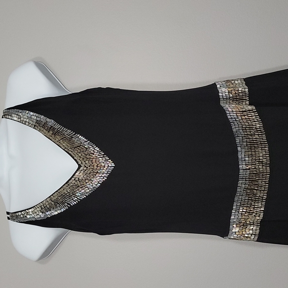 Black Beaded Chiffon Cocktail Dress, Size 10 - Picture 2 of 16